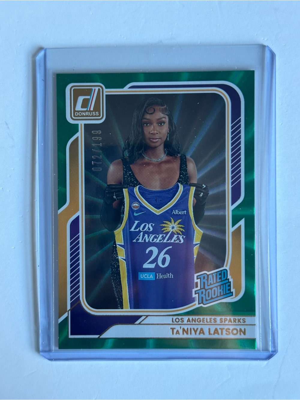 Donruss Ta'niya Latson Los Angeles Sparks Rated Rookie Card 072/199 - Green